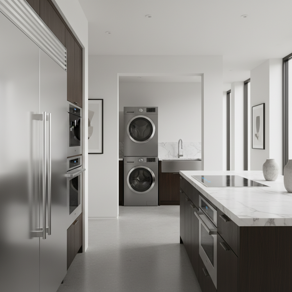 Premium home appliance suite in a modern kitchen