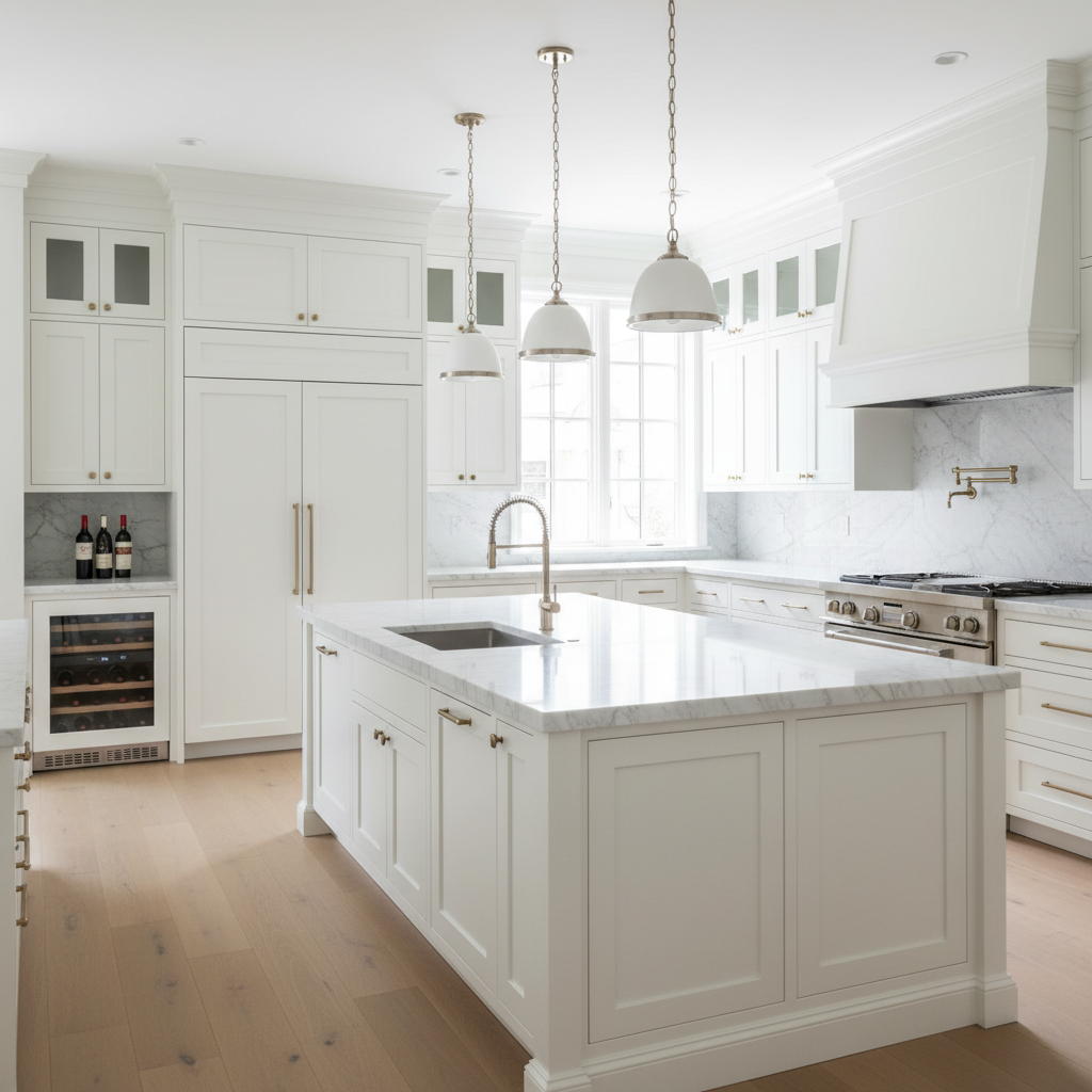 Luxury Calabasas kitchen with built-in premium refrigeration